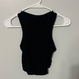 J80 Fit Black Cropped Ribbed Athletic Tank Top
